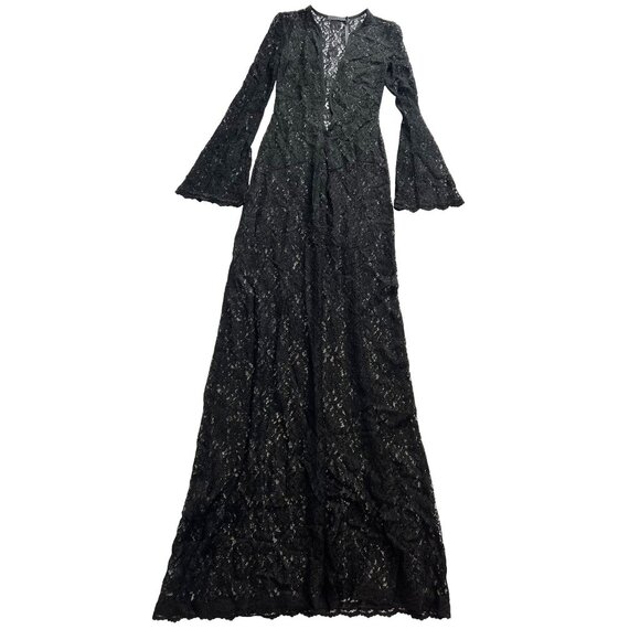 Starlit Diamond Lace Dress in Black